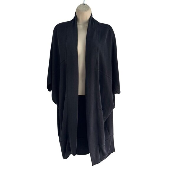 Athleta Woman's Sz S Serenity Wrap Black Short Sleeve Open Front - Picture 1 of 8